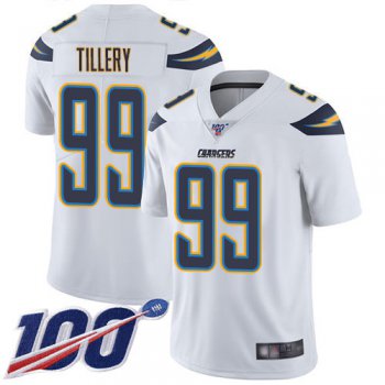 Nike Chargers #99 Jerry Tillery White Men's Stitched NFL 100th Season Vapor Limited Jersey