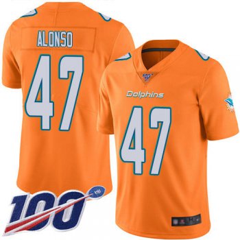 Nike Dolphins #47 Kiko Alonso Orange Men's Stitched NFL Limited Rush 100th Season Jersey