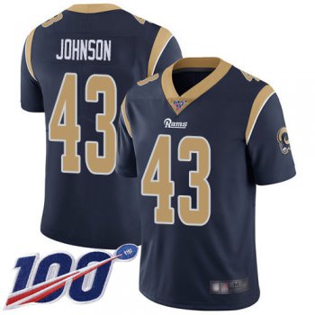 Nike Rams #43 John Johnson Navy Blue Team Color Men's Stitched NFL 100th Season Vapor Limited Jersey