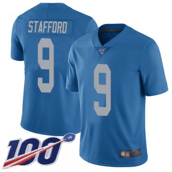 Nike Lions #9 Matthew Stafford Blue Throwback Men's Stitched NFL 100th Season Vapor Limited Jersey