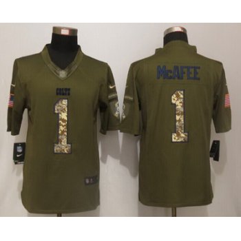 Men's Indianapolis Colts #1 Pat McAfee Green Salute To Service 2015 NFL Nike Limited Jersey
