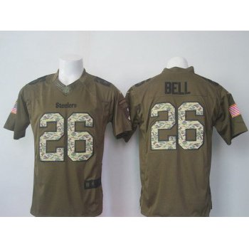 Men's Pittsburgh Steelers #26 LeVeon Bell Green Salute To Service 2015 NFL Nike Limited Jersey