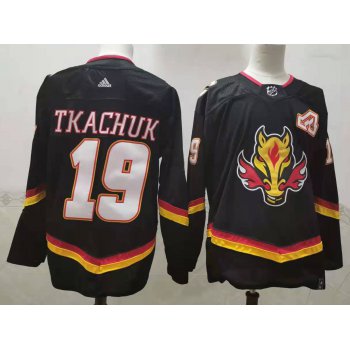 Men's Calgary Flames #19 Matthew Tkachuk Black 2021 Retro Stitched NHL Jersey