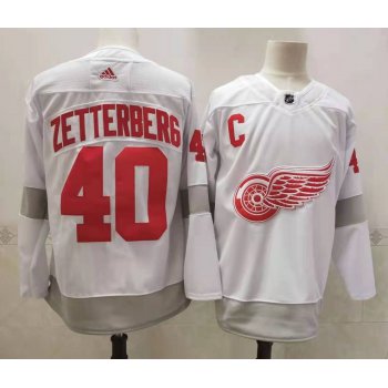 Men's Detroit Red Wings #40 Henrik Zetterberg White Adidas 2020-21 Alternate Authentic Player NHL Jersey