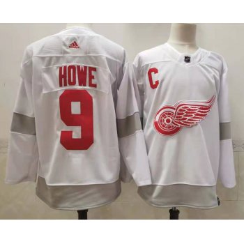 Men's Detroit Red Wings #9 Gordie Howe White Adidas 2020-21 Alternate Authentic Player NHL Jersey