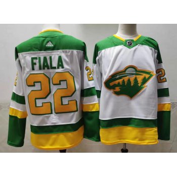 Men's Minnesota Wild #22 Kevin Fiala 2021 White Retro Stitched NHL Jersey