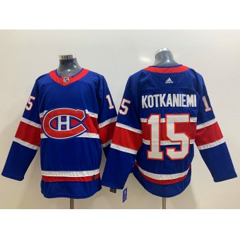 Men's Montreal Canadiens #15 Jesperi Kotkaniemi Blue Adidas 2020-21 Alternate Authentic Player NHL Jersey