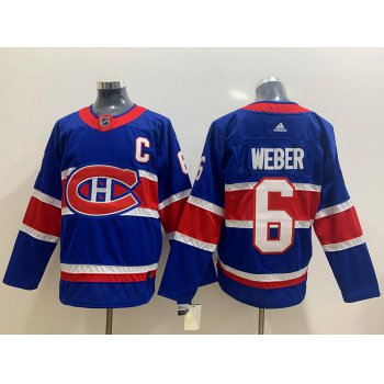 Men's Montreal Canadiens #6 Shea Weber Blue Adidas 2020-21 Alternate Authentic Player NHL Jersey
