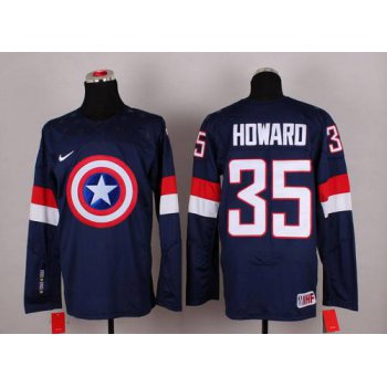 2015 Men's Team USA #35 Jimmy Howard Captain America Fashion Navy Blue Jersey