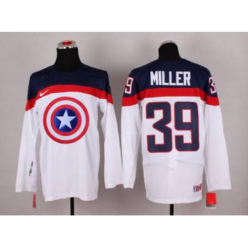 2015 Men's Team USA #39 Ryan Miller Captain America Fashion White Jersey