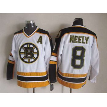 Men's Boston Bruins #8 Cam Neely 1996-97 White CCM Vintage Throwback Jersey