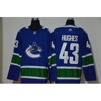 Men's Vancouver Canucks #43 Quinn Hughes NEW Blue Adidas Stitched NHL Jersey