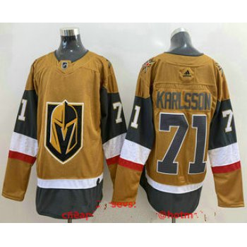 Men's Vegas Golden Knights #71 William Karlsson Gold 2020-21 Alternate Stitched Adidas Jersey