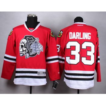 Chicago Blackhawks #33 Scott Darling Red With Black Skulls Jersey