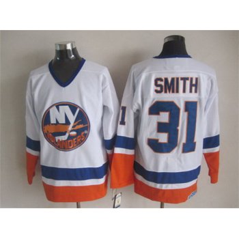 New York Islanders #31 Billy Smith White Throwback CCM Jersey