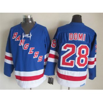 New York Rangers #28 Tie Domi Light Blue Throwback CCM Jersey