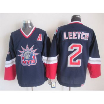 New York Rangers #2 Brian Leetch Navy Blue Throwback CCM Jersey