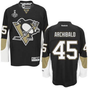 Youth Pittsburgh Penguins #45 Josh Archibald Black Home 2017 Stanley Cup NHL Finals Patch Jersey