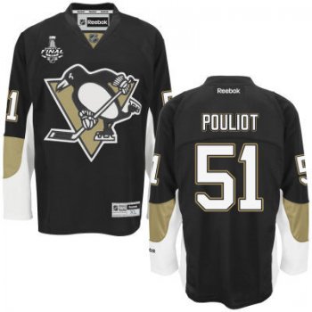 Youth Pittsburgh Penguins #51 Derrick Pouliot Black Home 2017 Stanley Cup NHL Finals Patch Jersey