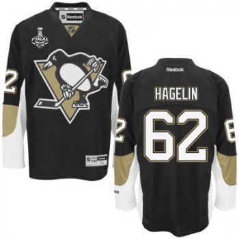 Youth Pittsburgh Penguins #62 Carl Hagelin Black Home 2017 Stanley Cup NHL Finals Patch Jersey