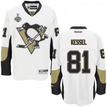 Youth Pittsburgh Penguins #81 Phil Kessel White Away 2017 Stanley Cup NHL Finals Patch Jersey