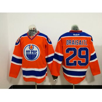 Men's Edmonton Oilers #29 Leon Draisaitl Orange Stitched NHL Reebok Hockey Jersey