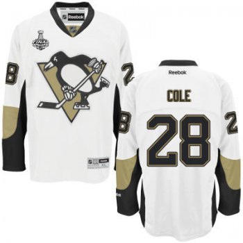 Men's Pittsburgh Penguins #28 Ian Cole White Road 2017 Stanley Cup NHL Finals Patch Jersey