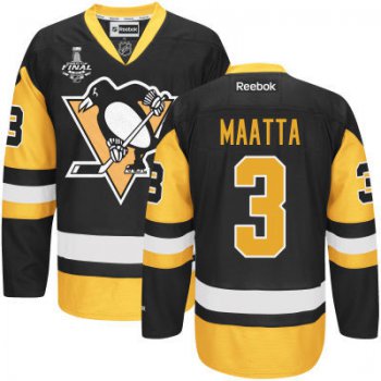 Men's Pittsburgh Penguins #3 Olli Maatta Black Third 2017 Stanley Cup NHL Finals Patch Jersey