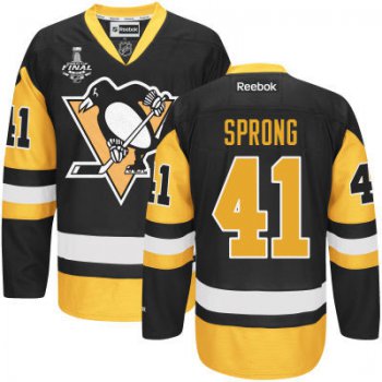 Men's Pittsburgh Penguins #41 Daniel Sprong Black Third 2017 Stanley Cup NHL Finals Patch Jersey
