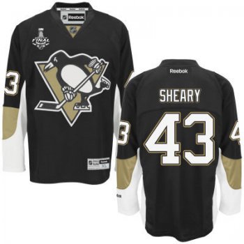 Men's Pittsburgh Penguins #43 Conor Sheary Black Team Color 2017 Stanley Cup NHL Finals Patch Jersey