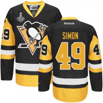 Men's Pittsburgh Penguins #49 Dominik Simon Black Third 2017 Stanley Cup NHL Finals Patch Jersey
