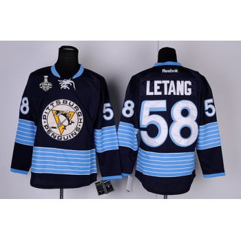 Men's Pittsburgh Penguins #58 Kris Letang Navy Blue Third 2017 Stanley Cup NHL Finals Patch Jersey