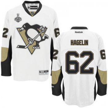 Men's Pittsburgh Penguins #62 Carl Hagelin White Road 2017 Stanley Cup NHL Finals Patch Jersey