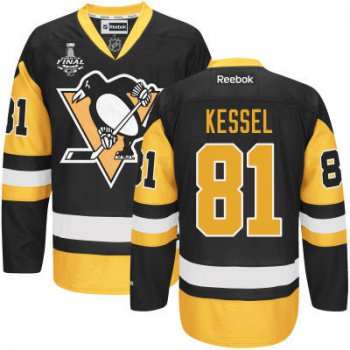 Men's Pittsburgh Penguins #81 Phil Kessel Black Third 2017 Stanley Cup NHL Finals Patch Jersey