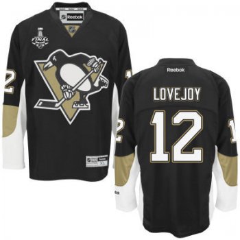 Youth Pittsburgh Penguins #12 Ben Lovejoy Black Home 2017 Stanley Cup NHL Finals Patch Jersey