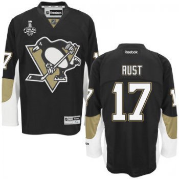 Youth Pittsburgh Penguins #17 Bryan Rust Black Home 2017 Stanley Cup NHL Finals Patch Jersey