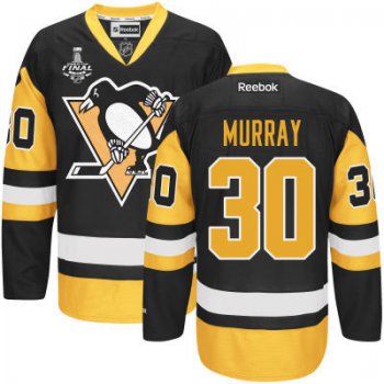 Youth Pittsburgh Penguins #30 Matt Murray Black With Gold 2017 Stanley Cup NHL Finals Patch Jersey