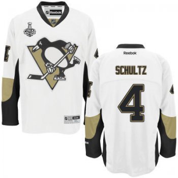 Youth Pittsburgh Penguins #4 Justin Schultz White Away 2017 Stanley Cup NHL Finals Patch Jersey