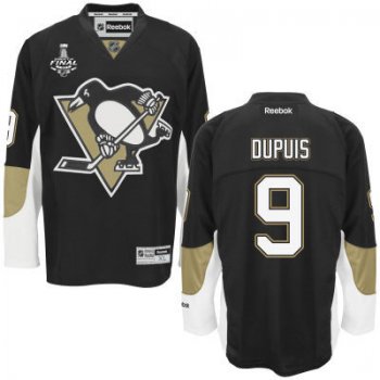 Youth Pittsburgh Penguins #9 Pascal Dupuis Black Home 2017 Stanley Cup NHL Finals Patch Jersey