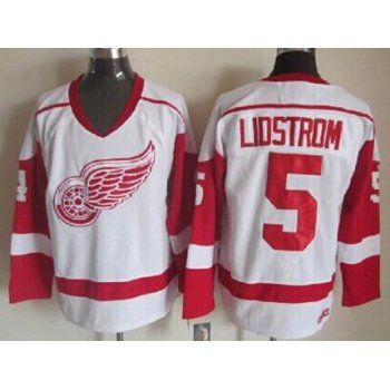 Detroit Red Wings #5 Nicklas Lidstrom White Throwback CCM Jersey