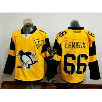 Men's Pittsburgh Penguins #66 Mario Lemieux Yellow 2017 Stadium Series Stitched NHL Reebok Hockey Jersey