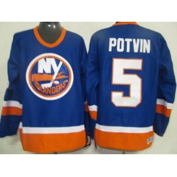 New York Islanders #5 Denis Potvin Light Blue Throwback CCM Jersey