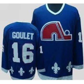 Quebec Nordiques #16 Michel Goulet Navy Blue Throwback CCM Jersey