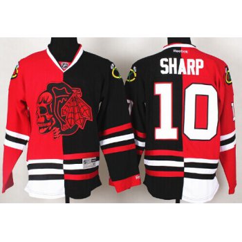 Chicago Blackhawks #10 Patrick Sharp Red/Black Two Tone With Red Skulls Jersey