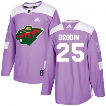 Adidas Wild #25 Jonas Brodin Purple Authentic Fights Cancer Stitched NHL Jersey