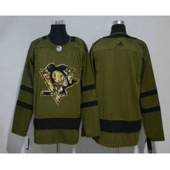 Men's Pittsburgh Penguins Blank Green Salute to Service 2017-2018 Hockey Stitched NHL Jersey