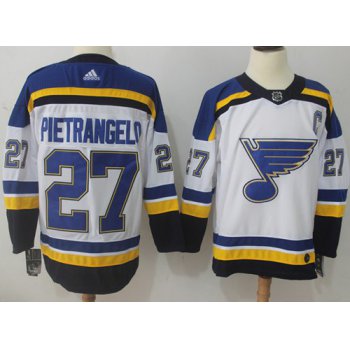 Adidas Blues #27 Alex Pietrangelo White Road Authentic Stitched NHL Jersey