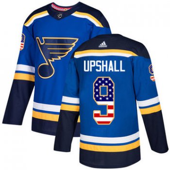 Adidas Blues #9 Scottie Upshall Blue Home Authentic USA Flag Stitched NHL Jersey