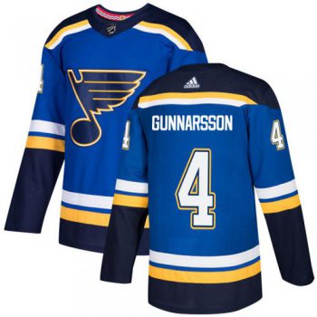 Men's Adidas St. Louis Blues #4 Carl Gunnarsson Blue Home Authentic Stitched NHL Jersey