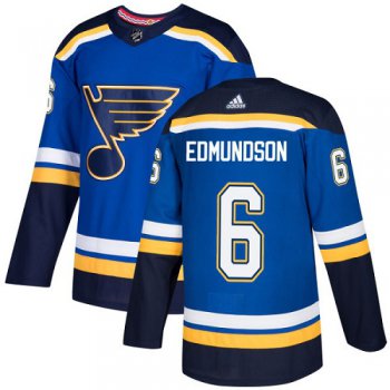 Men's Adidas St. Louis Blues #6 Joel Edmundson Blue Home Authentic Stitched NHL Jersey